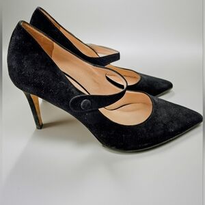 🖤​L'AGENCE Black Suede Mary Jane Pointed Toe Heels | Size 40 (US 9.5-10)